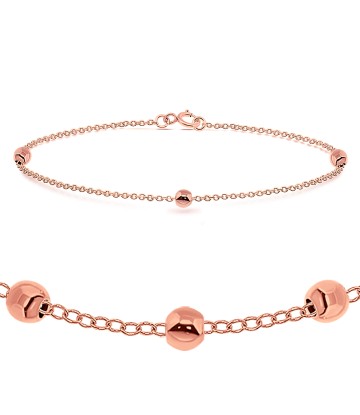 Rose Gold Plated Balls Silver Bracelet BRS-452-RO-GP